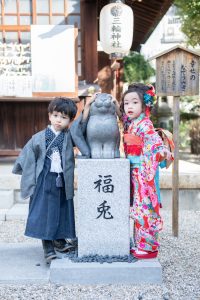 大須三輪神社ロケーションフォトで七五三兄弟写真実例