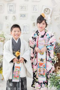姉と弟の七五三兄弟写真実例