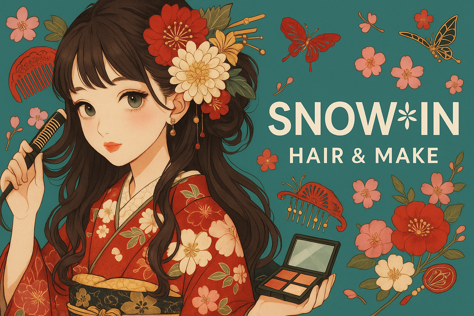 名古屋のフォトスタジオ「スノーイン」の成人式前撮りフォトのヘアメイク画像